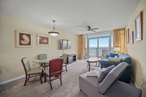 TV, fireplace - Atlantica Resort III  355 Fantastic 1 Bedroom Oceanfront Condo With Great Amenities (Myrtle Beach)