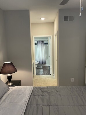 1 bedroom, desk, iron/ironing board, travel cot