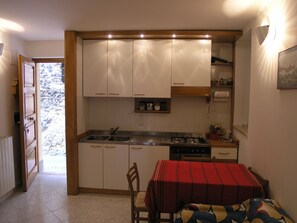 Fridge, dining tables
