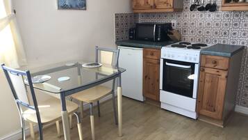 Fridge, microwave, oven, electric kettle