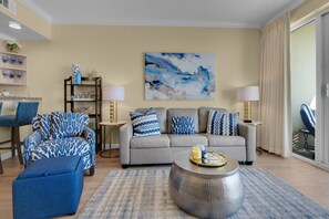 Condo (Boardwalk Beach Resort Unit 905 (1/2)) | Living room | Flat-screen TV - Boardwalk Beach Resort Unit 905 (Panama City Beach)