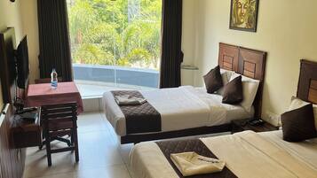 FAMILY ROOM WITH TEMPLE VIEW | Individually decorated, individually furnished, desk, iron/ironing board