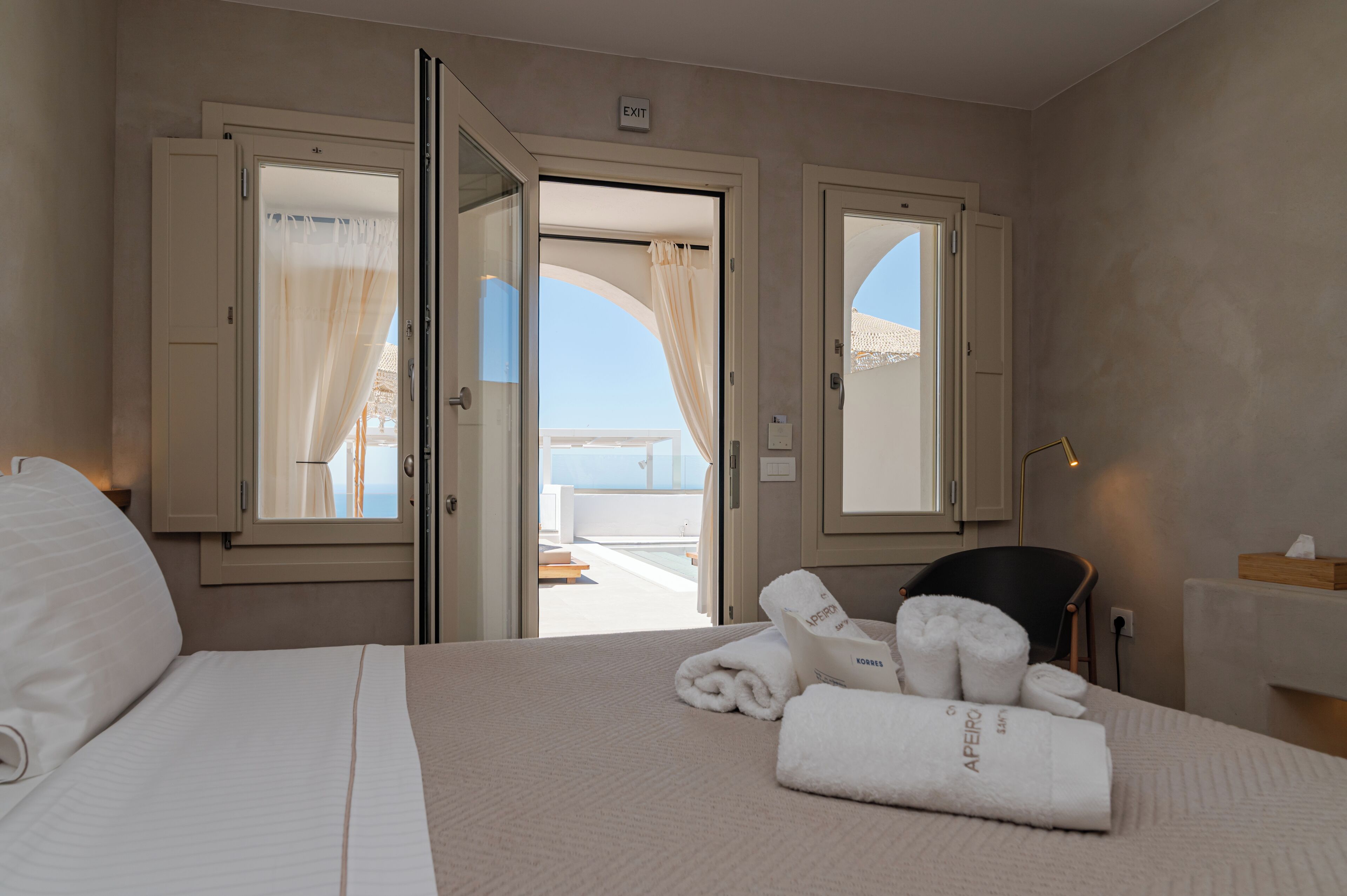 double room with caldera view | 1 bedroom, premium bedding, minibar, in-room safe