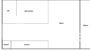 A hotel layout with WC, bathroom, and a balcony. - Central studio, near slopes, ideal for 2 (Les Gets)