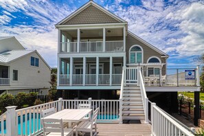 Outdoor dining - Five Bed, Four Bath, Renovated, Oceanfront Home w/ Private Pool (Garden City Beach)