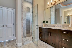 Bathtub, hair dryer, towels