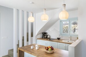 Fridge, microwave, oven, cookware/dishes/utensils