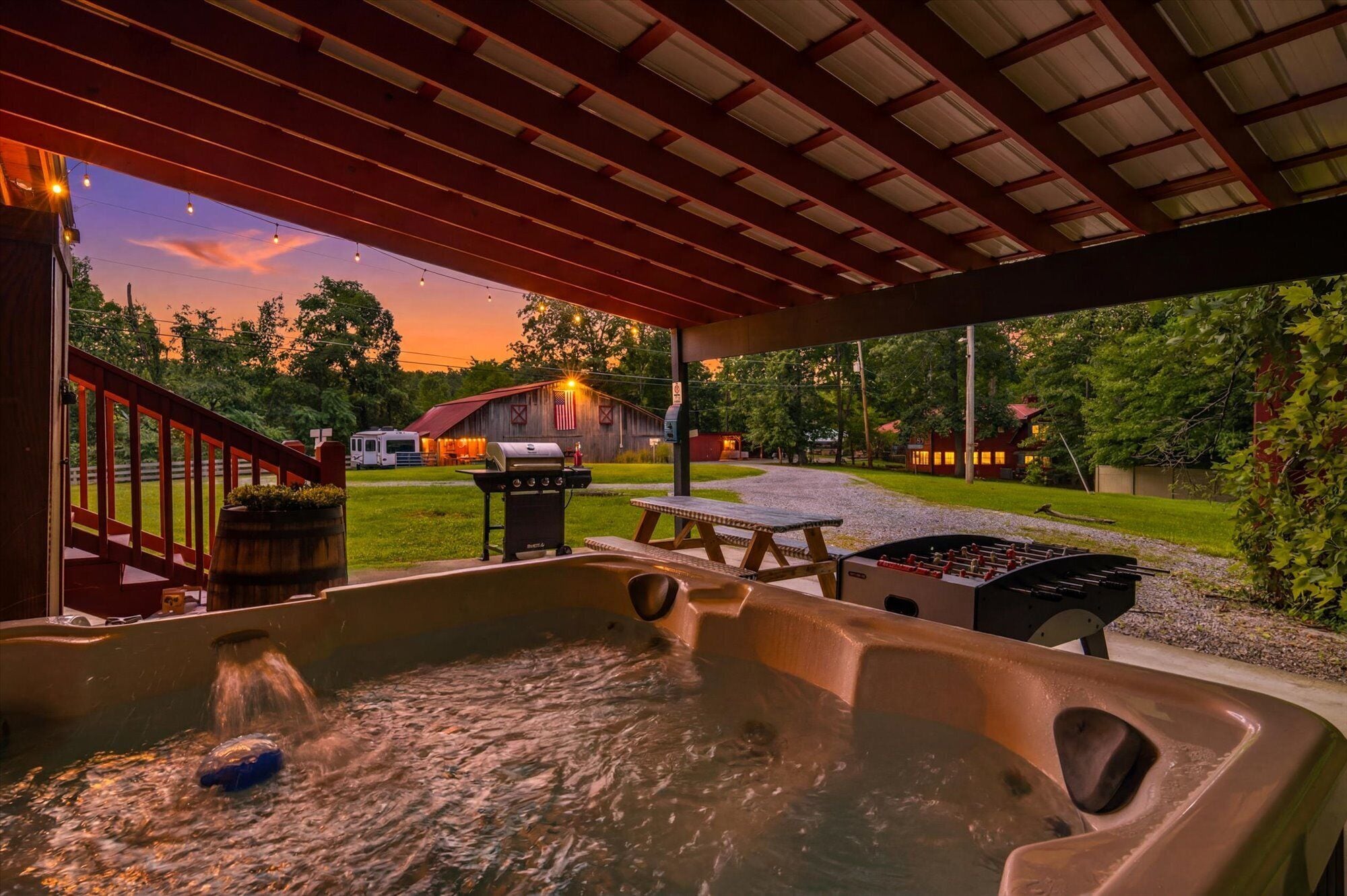 Imagine yourself soaking in your private hot tub sipping a cold drink...