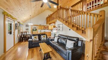 Smart TV, fireplace, video games, DVD player