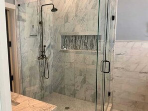 Combined shower/tub, hair dryer