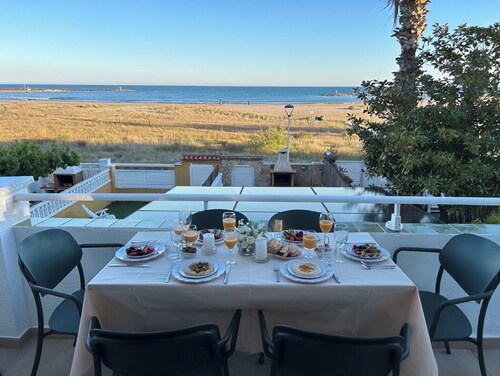 Beachfront Home · 5 Steps to the Sand · Large Private Terrace with Pergola · AC