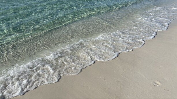 A beach with clear water and gentle waves. - 300 Steps to the Emerald Beach (Destin)