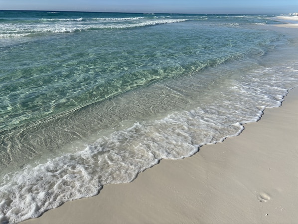 Beach nearby, sun loungers