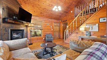 Smart TV, fireplace, DVD player, foosball