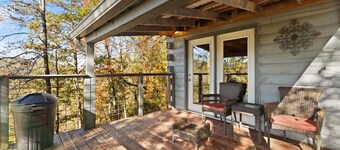 Secluded cabin sitting high above the bustling world below......