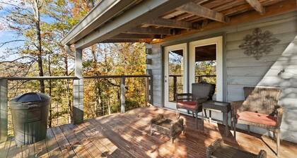 Secluded cabin sitting high above the bustling world below......