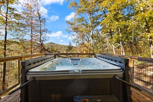 Secluded cabin sitting high above the bustling world below......