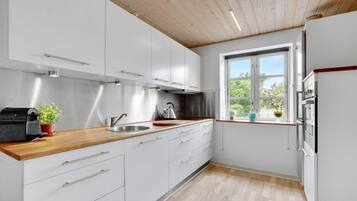 Fridge, oven, stovetop, coffee/tea maker