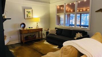 Télévision, cheminée, lecteur de DVD, table de tennis de table