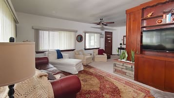 Smart TV, DVD player, books
