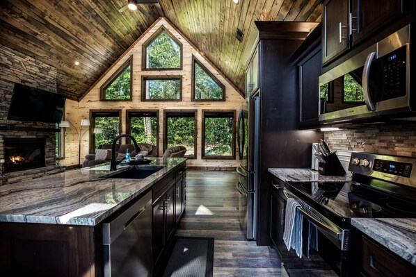 Fridge, microwave, oven, dishwasher