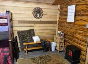 1 bedroom, desk, iron/ironing board, travel cot