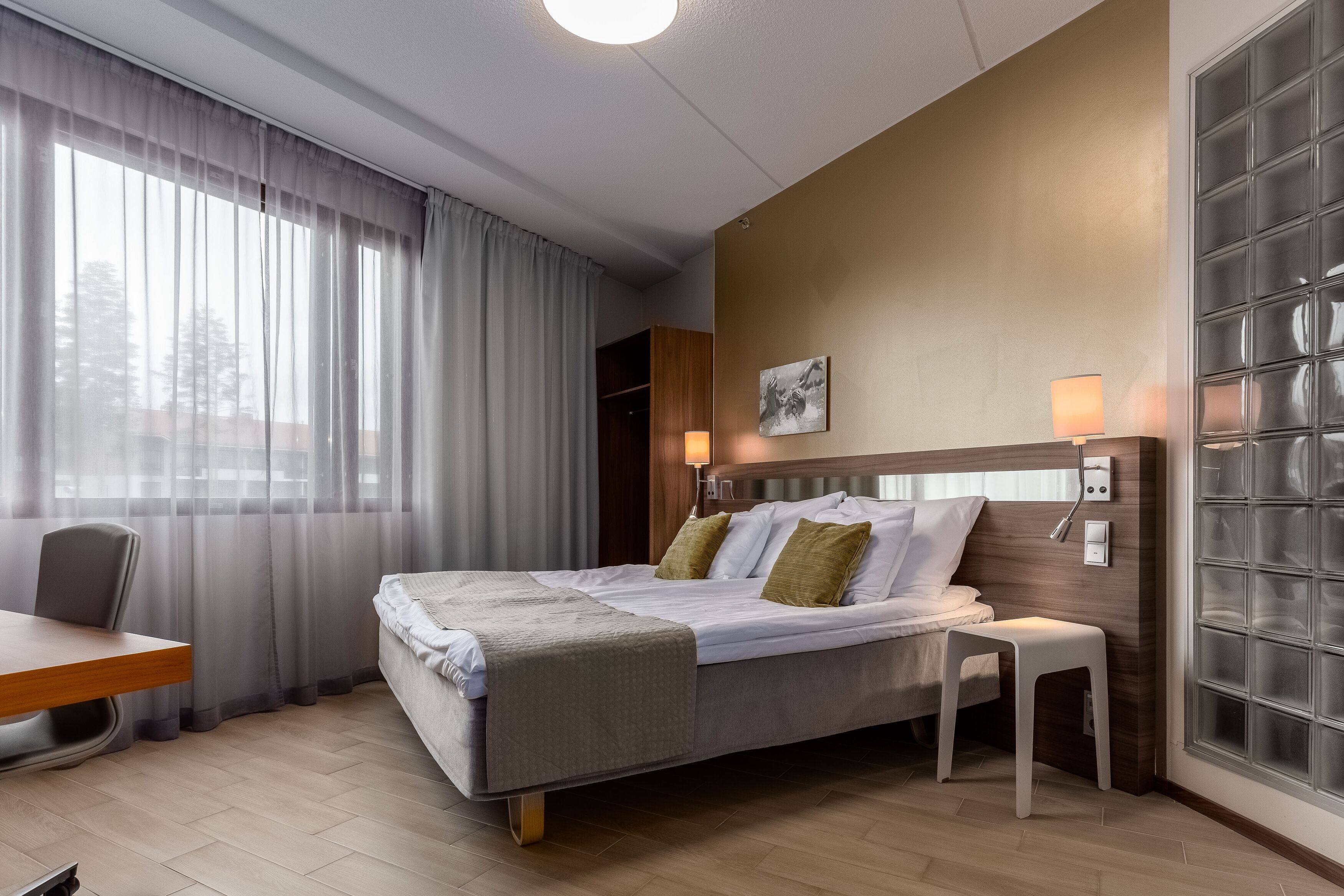 Studio Suite | Desk, laptop workspace, soundproofing, iron/ironing board