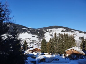A snow-covered mountain village with wooden buildings and a clear blue sky. - Megève - 50 m² Rochebrune, 2 bedrooms (renovated in May 2024), balcony (Megève)