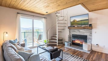 TV, fireplace, offices