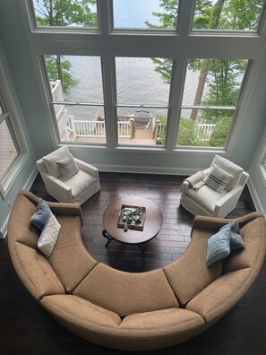 Smart TV, fireplace, video games, table football