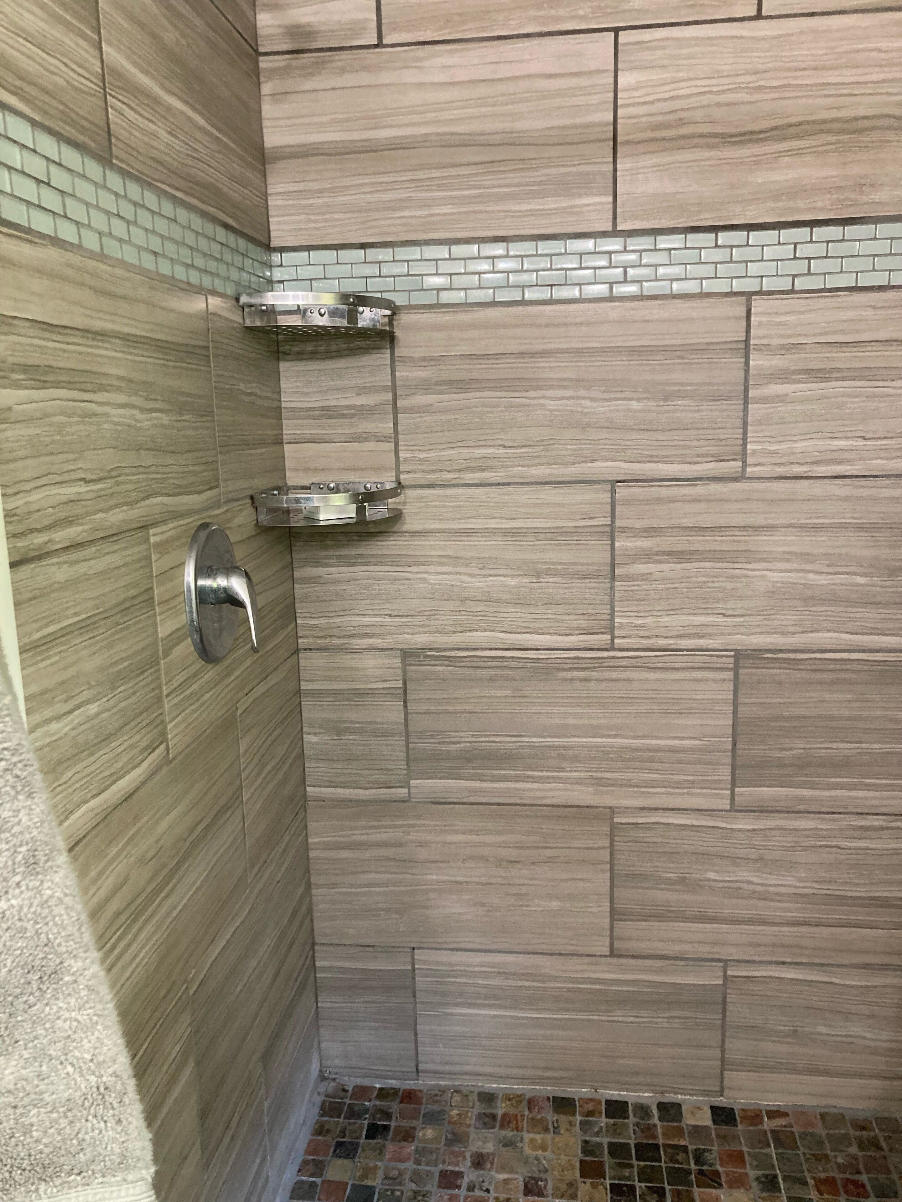Shower, towels, soap, toilet paper