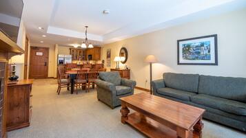 Condo, 1 Bedroom | Living room | TV, fireplace