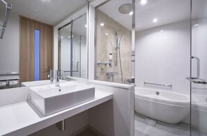 Badewanne und Dusche (separat), Komfortbadewanne, Regendusche