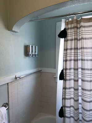 Combined shower/bathtub, hair dryer, towels, soap - Charming 1920 Tudor-style house, great location! (Alpine)