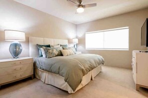 3 bedrooms, desk, iron/ironing board, travel cot