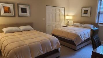 2 bedrooms, desk, iron/ironing board, travel crib