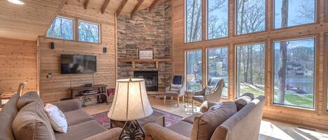 Televisión, chimenea