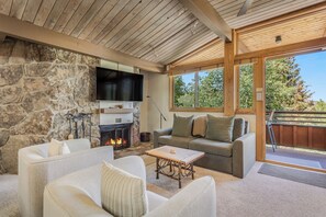 Smart TV, caminetto, lettore DVD