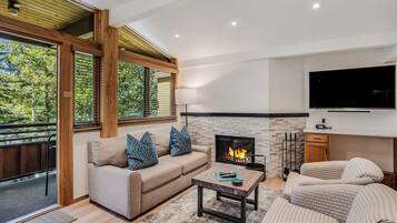 Smart TV, chimenea, reproductor de DVD