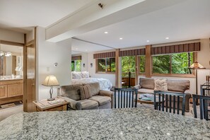 Smart TV, fireplace, DVD player