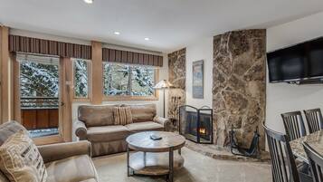 Smart TV, chimenea, reproductor de DVD