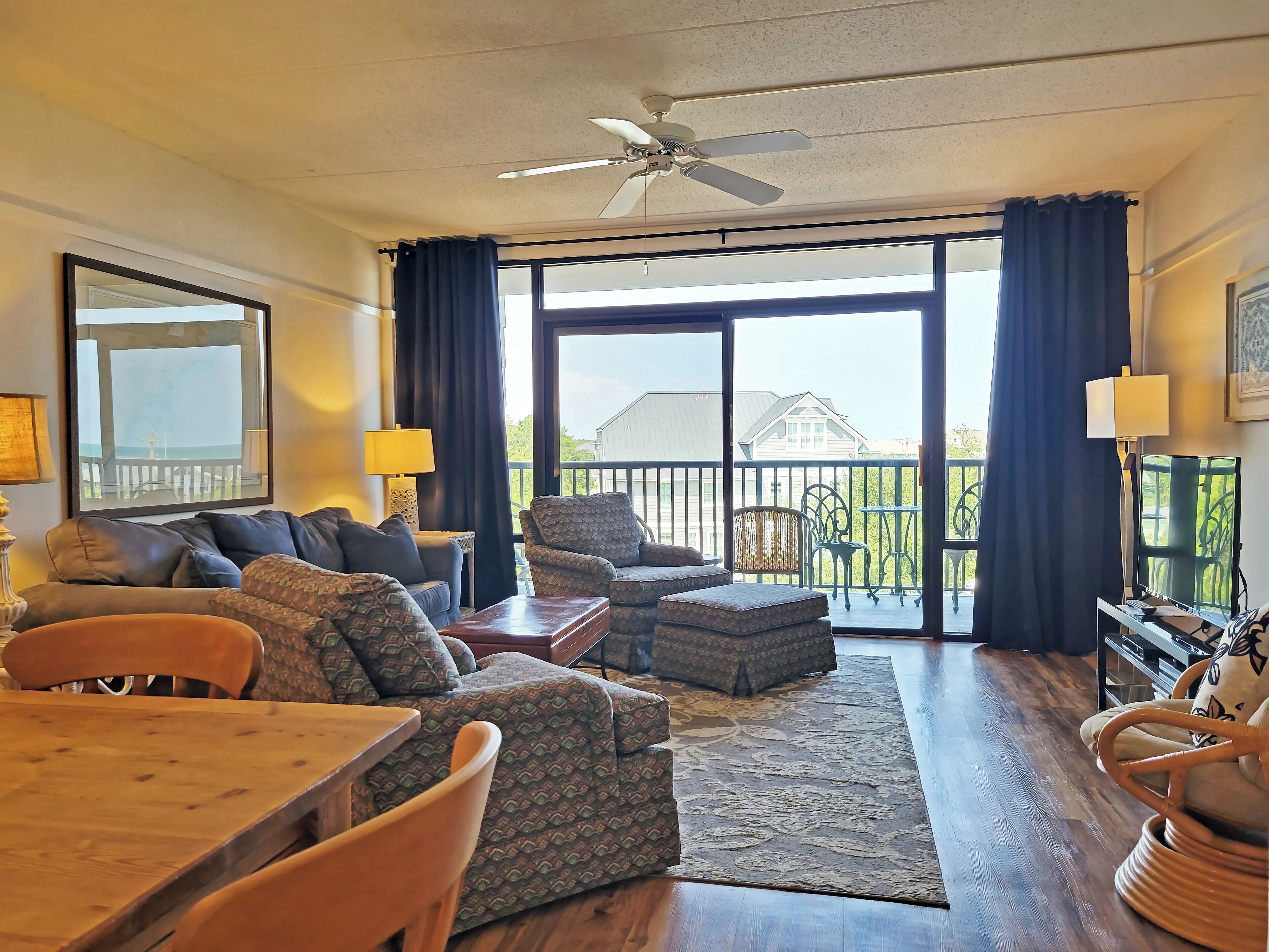 Second row condo, 4th floor, beach access across road, balcony, pool, grill area