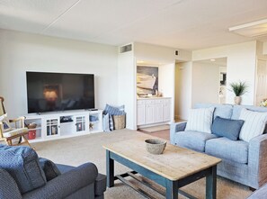 Living area - Fifth Floor Condo across from Beach Access, Balcony, Pool, Grill Area, Elevator (Pawleys Island)