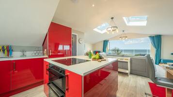 Fridge, microwave, dishwasher, high chair