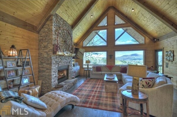 Smart TV, fireplace, DVD player, books