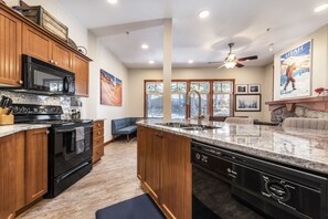 Fridge, microwave, oven, stovetop - 2-bedroom condo steps from Solitude Resort Ski Lifts (Brighton)