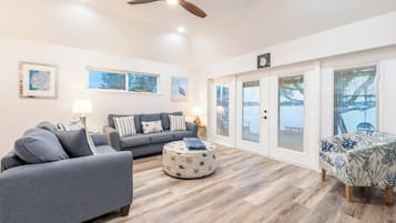 Smart TV, DVD player, books, video library