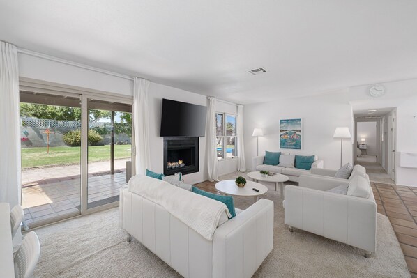 Smart TV, fireplace, printers