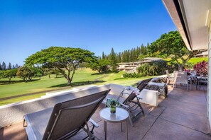 Outdoor dining - Kapalua Golf Villa #16  P1&2:  “Sale” into Whale Season with Reduced Rates! (Kapalua)