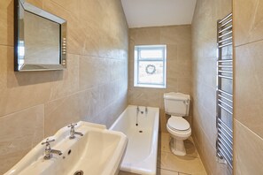 House | Bathroom | Separate tub and shower, towels - Heather Cottage (Whitby)
